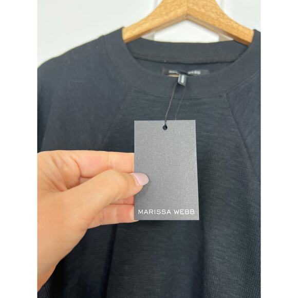 NWT Marissa Webb So Uptight Waffle Knit Long Sleeve Crewneck Black Size: Large - Picture 4 of 8